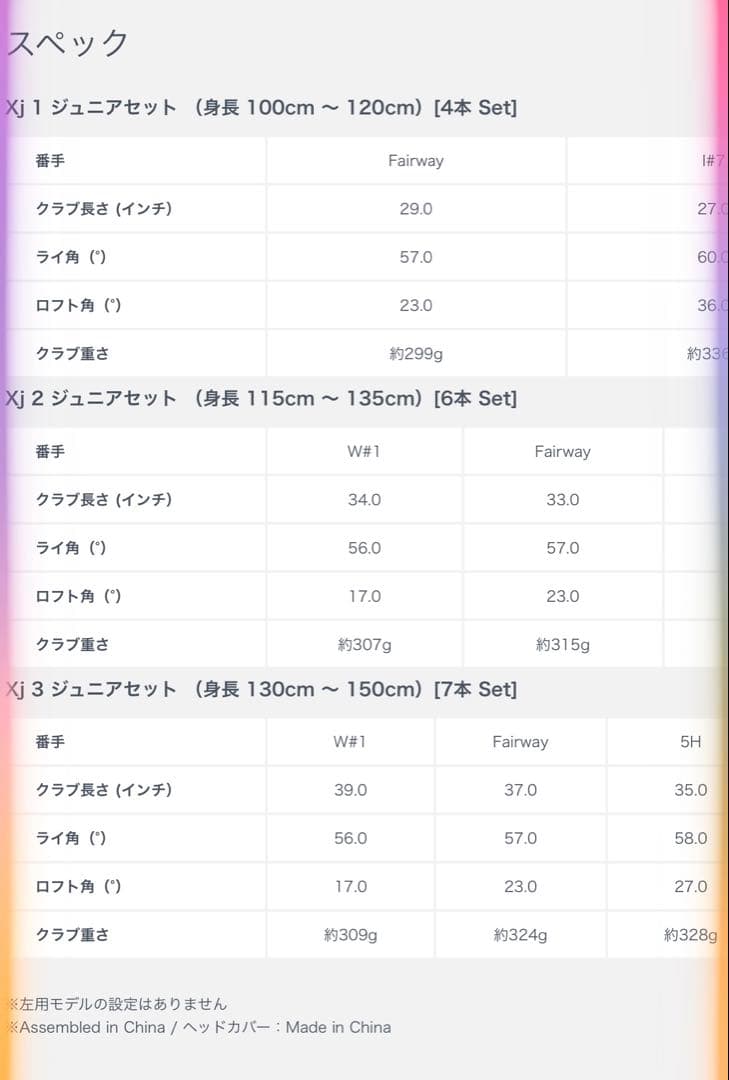 キャロウェイXJ ジュニアゴルフセット