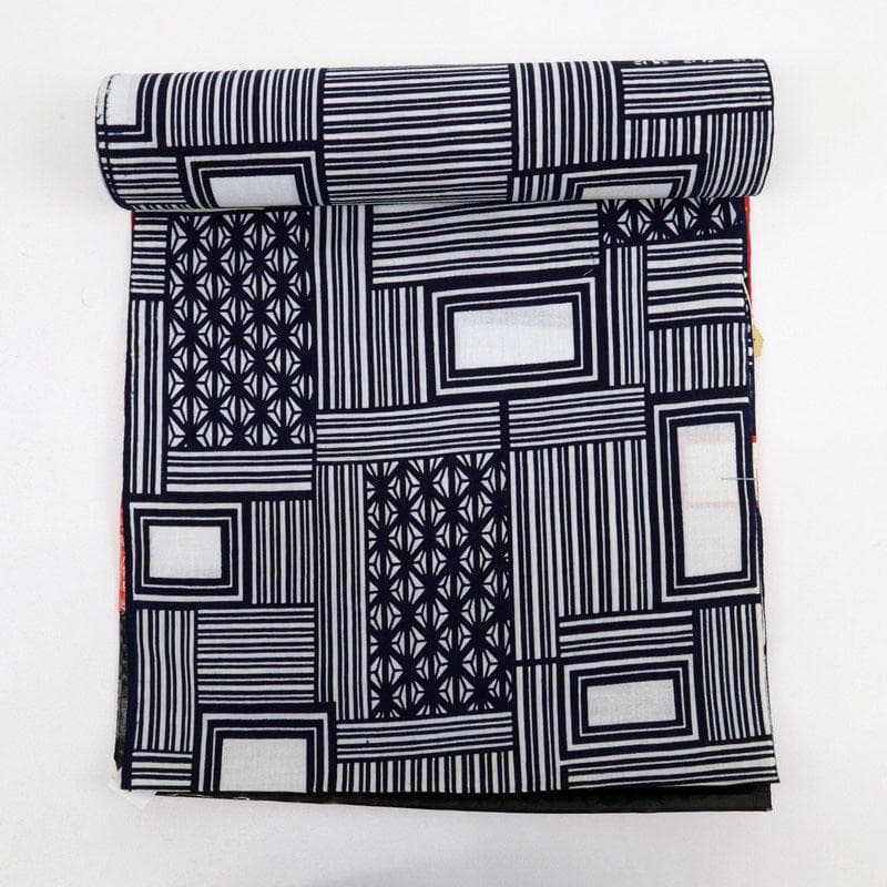 《りん★手縫い仕立て＋浴衣『ジョン・ワイツ』幾何学寄せ柄■反25-131》