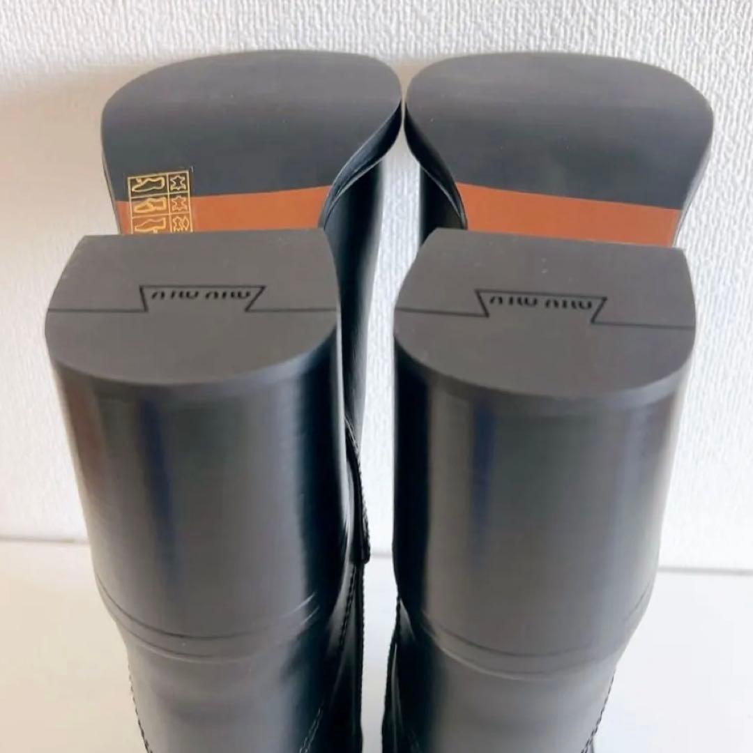 お値下げ【Miu Miu】新品未使用 レザーショートブーツ (IT 38)