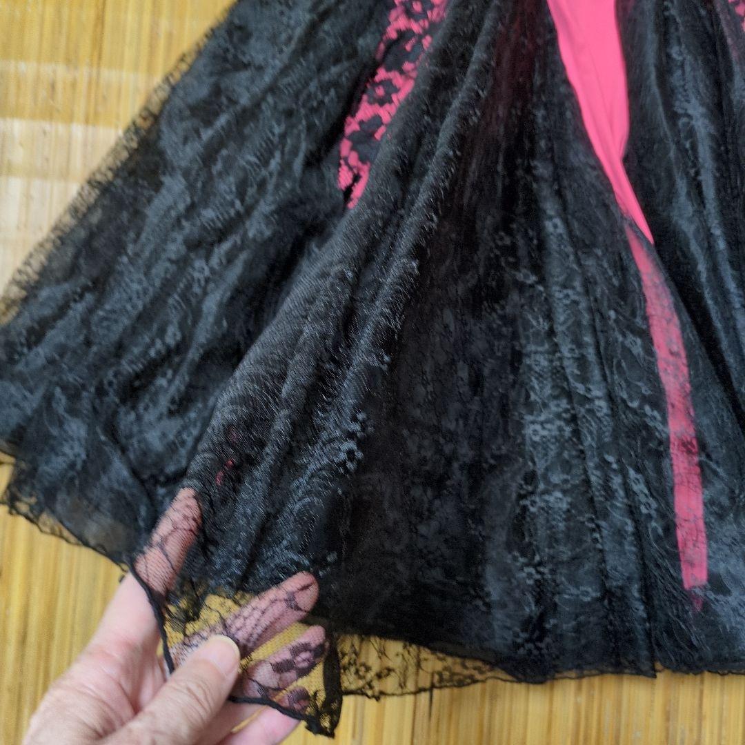 社交ダンス　ピンク黒レースドレス