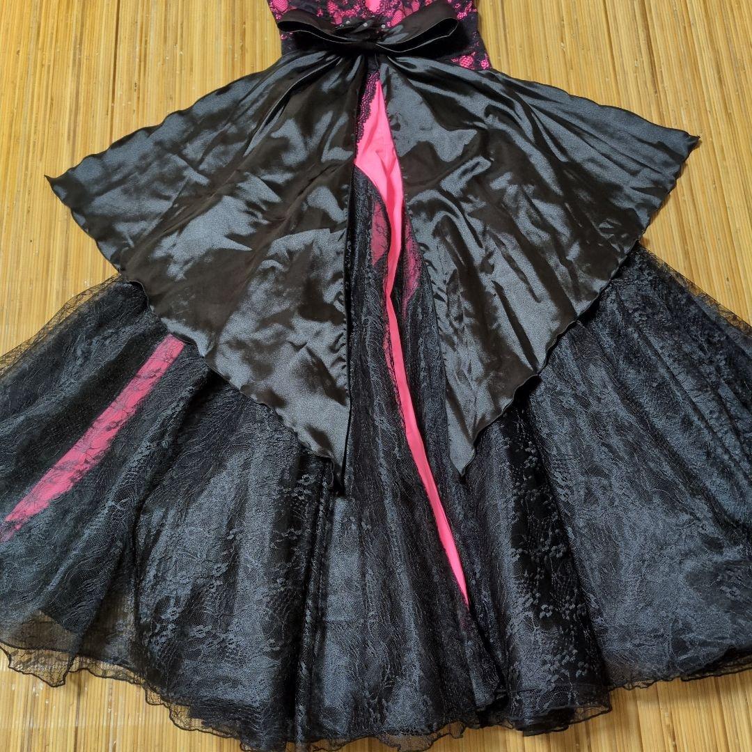社交ダンス　ピンク黒レースドレス