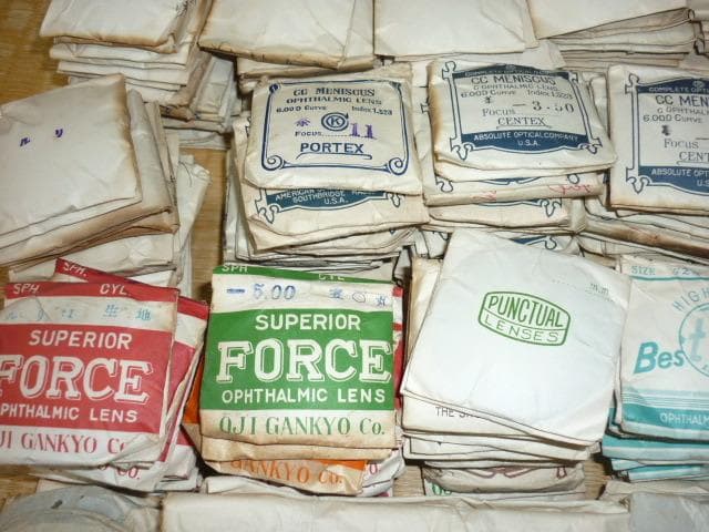 希少ガラス大正時代～紙袋付◆アメリカ製含む 丸眼鏡レンズ 色々な色両眼1000枚