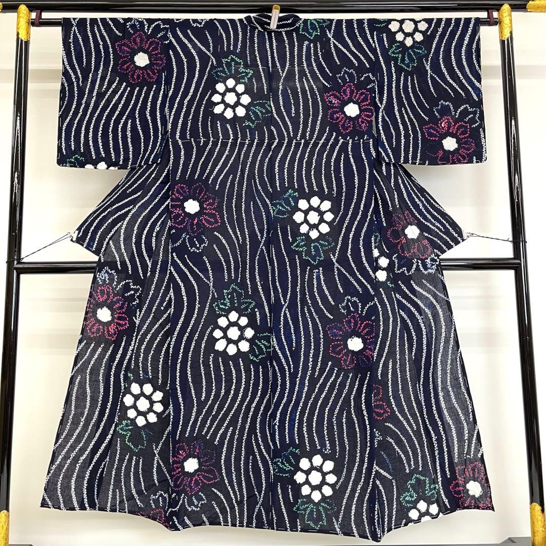 ちんぺーです❣️ 【着物と帯 時流】Y25898◆本場有松鳴海絞り浴衣◆手縫