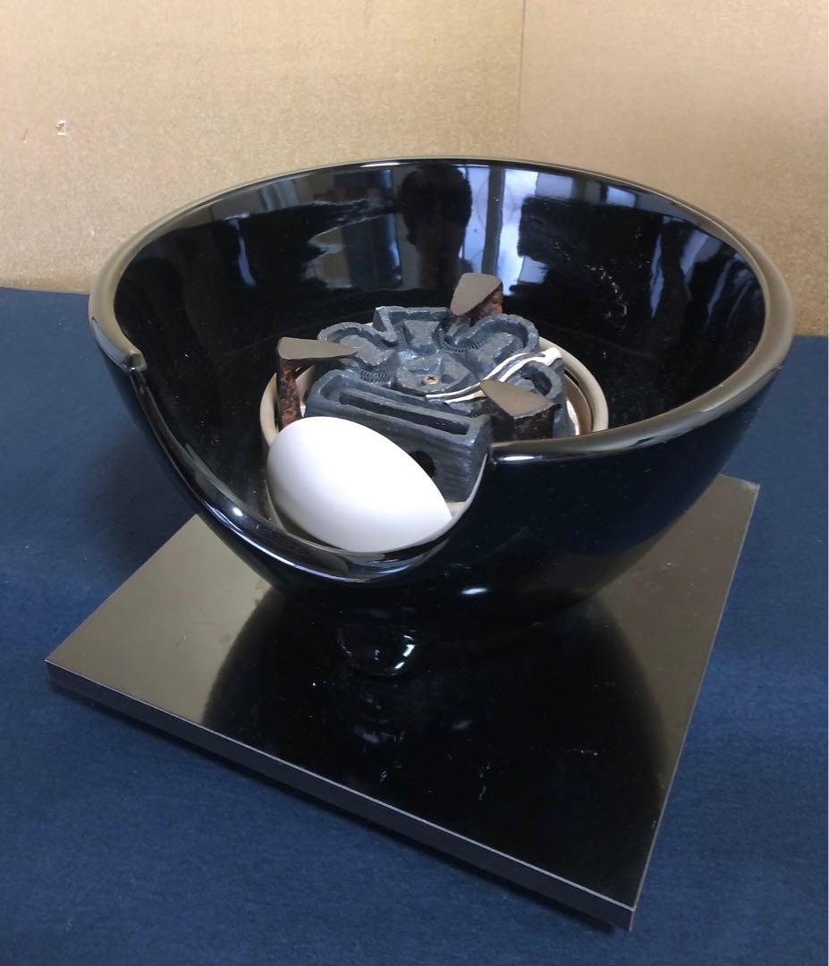 《R》茶道具 黒真塗 野々田式 風炉型電熱器 B 元箱付 ② 1f