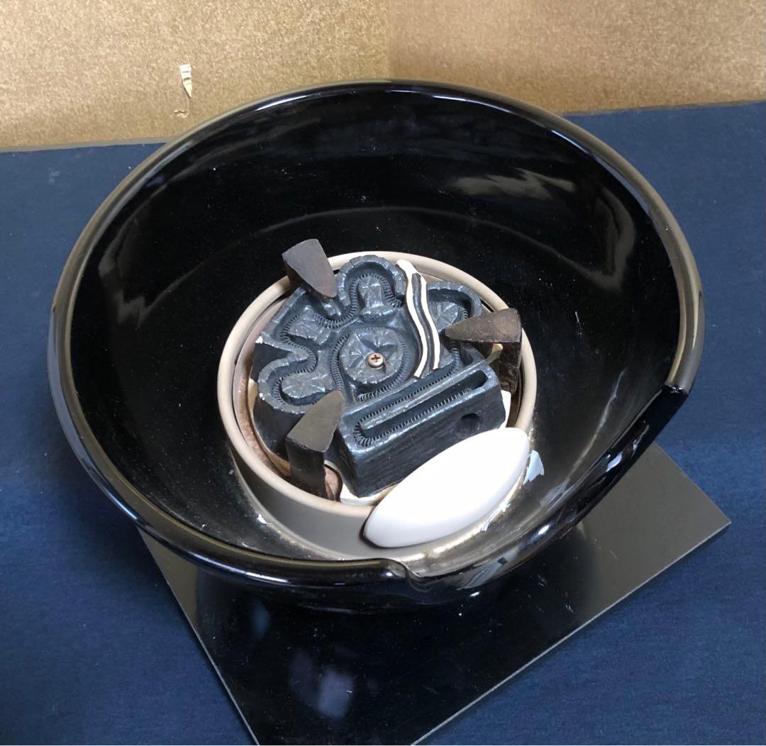 《R》茶道具 黒真塗 野々田式 風炉型電熱器 B 元箱付 ② 1f