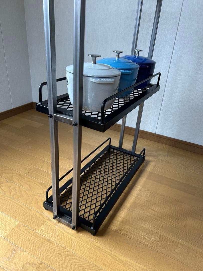 キッチン3段シェルフ　スタイリッシュ　オシャレ　アイアン家具