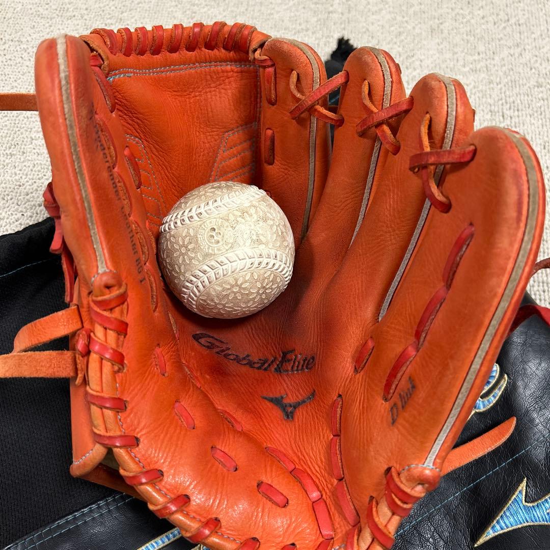 【ミズノ】グローバルエリート軟式投手用　グラブ　ダイバーシティブルー　専用袋付き