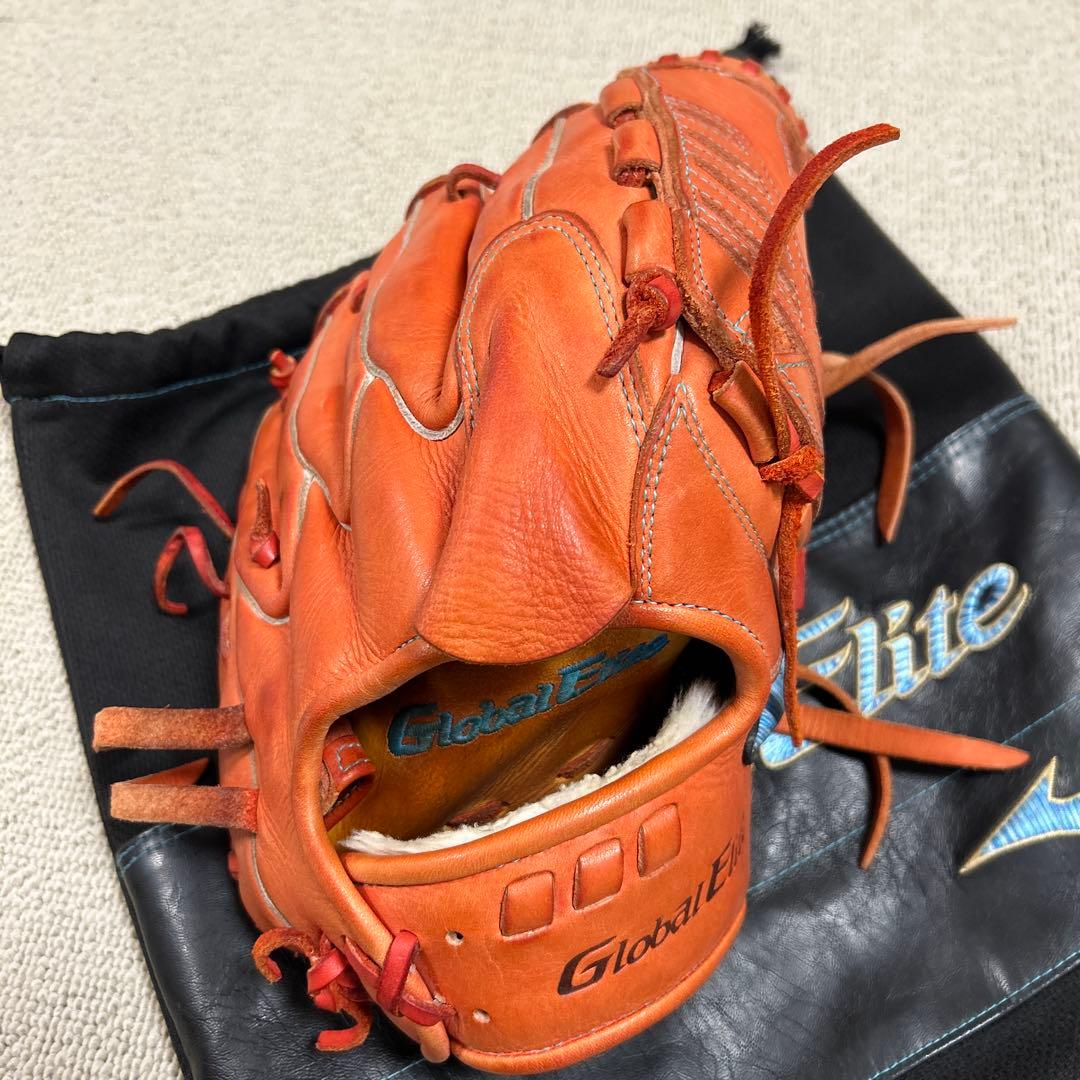 【ミズノ】グローバルエリート軟式投手用　グラブ　ダイバーシティブルー　専用袋付き