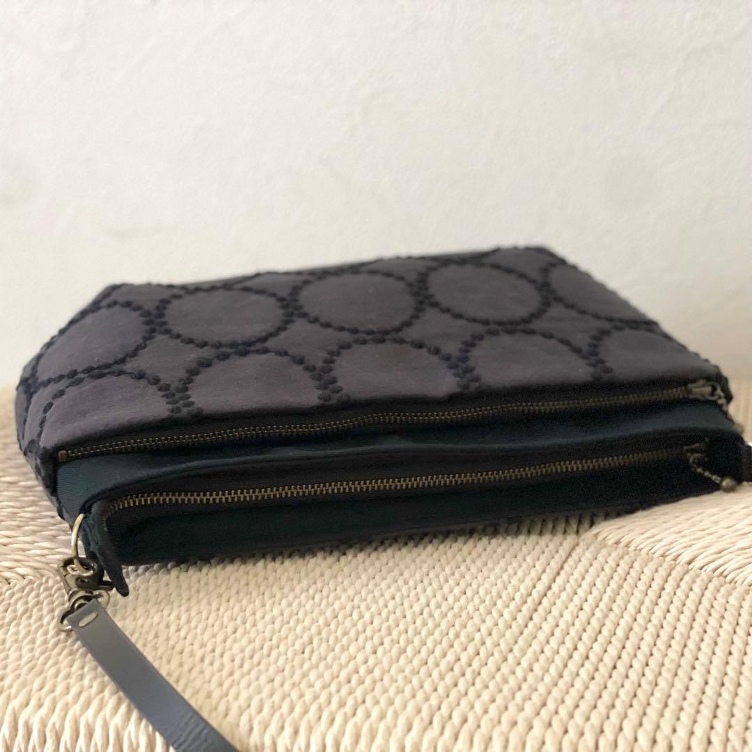 ⚮̈ミナペルホネン　tambourine charcoal ドラポケショルダー