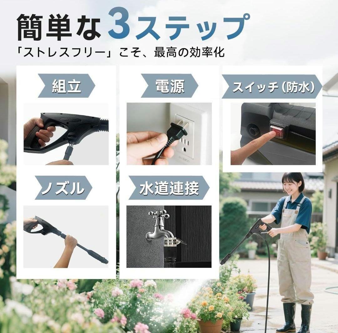 ♡1点物♡超軽量　高圧洗浄機　コンパクト A4用紙サイズ 洗車　小型高圧洗浄音