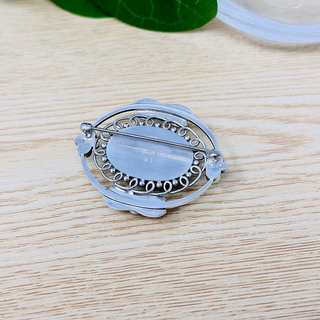   91 ヘマタイト　シルバー　ブローチ　925S