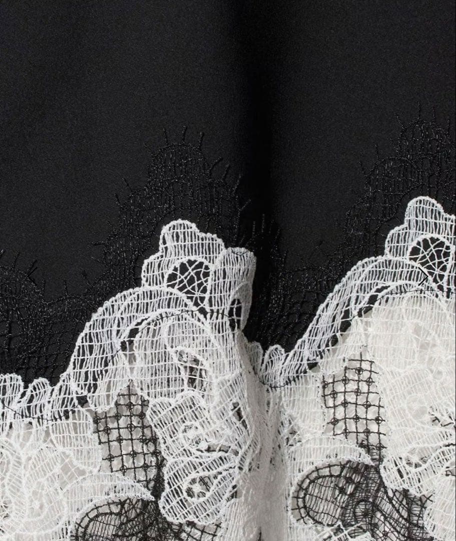 新品 UNITED ARROWS バックサテンレースコンビ ブラウス ブラック