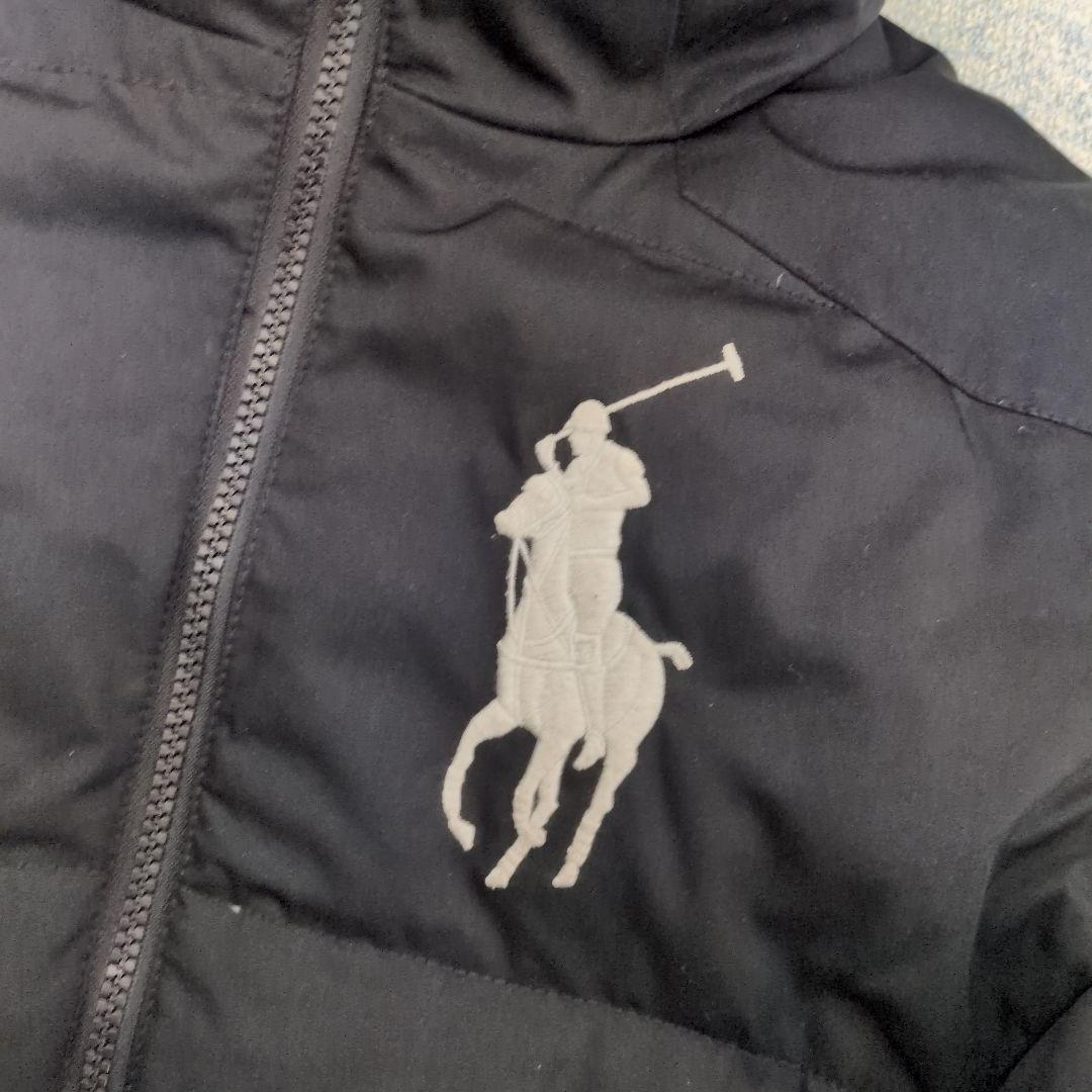 ラルフローレン ビックポニー刺繍 ダウンジャケット フーディ 黒 L14-16