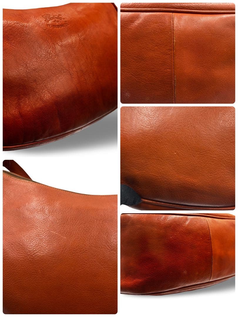 【ヴィンテージ】イルビゾンテ　ショルダーバッグ　オールレザー　茶　ロゴ型押し