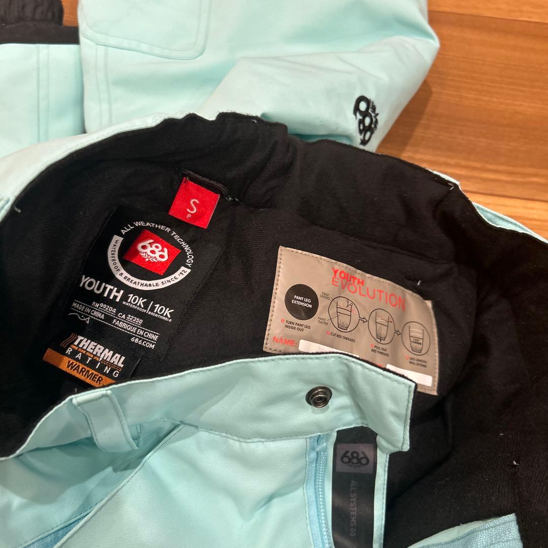 686 キッズ スノーボード ウェア S ミント/ブラック