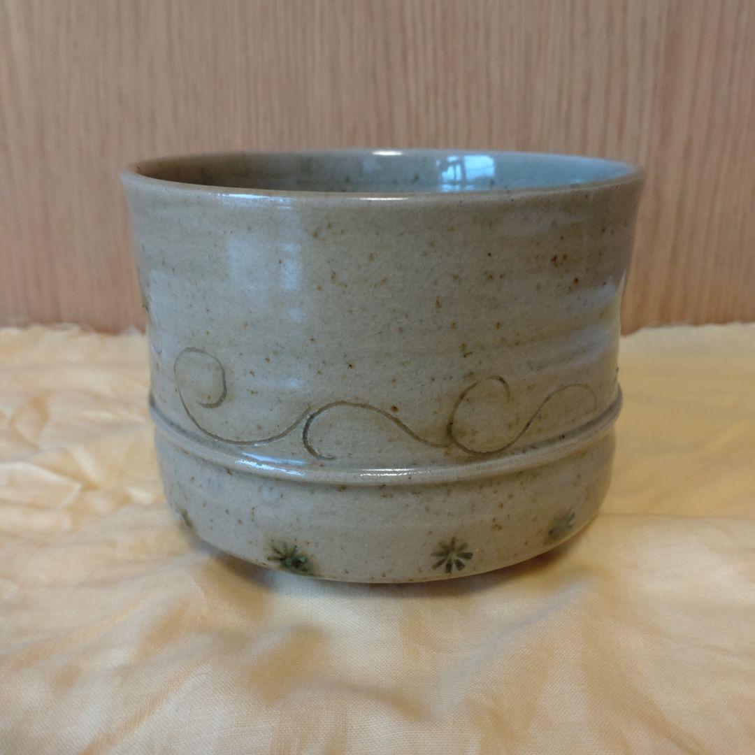抹茶茶碗　黄瀬戸　胴紐　蕪線彫　加藤十右衛門造　共箱