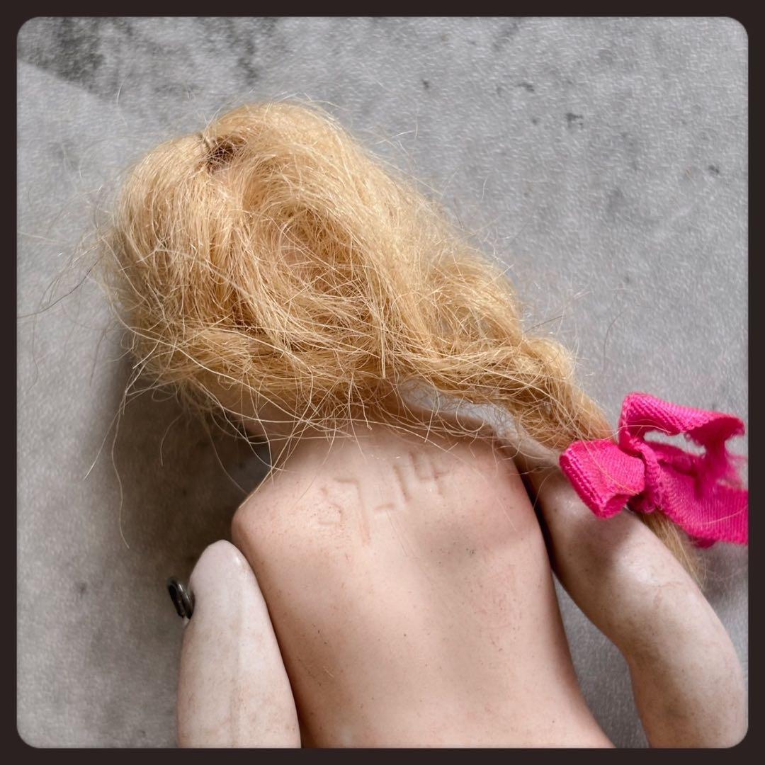 アンティーク 三つ編みの少女オールビスクドール ミニョネット