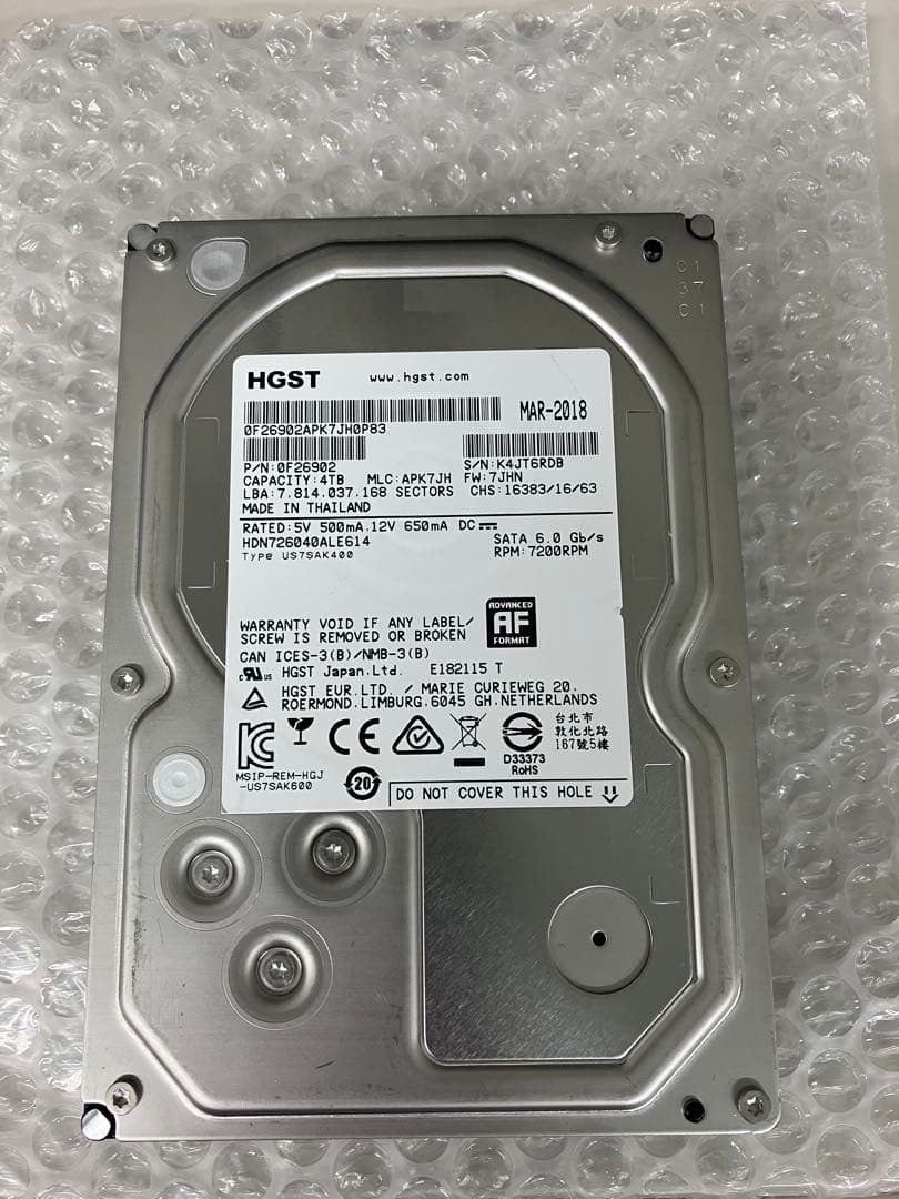 3.5 HDD 4TB 2本セット※管理番号00•91