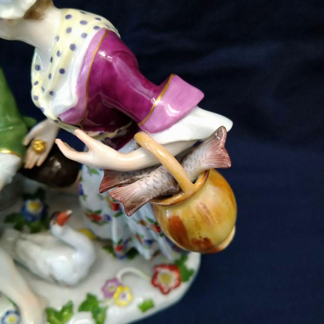 T・I✤1924年以前マイセン（Meissen）『ガチョウ売りと婦人』