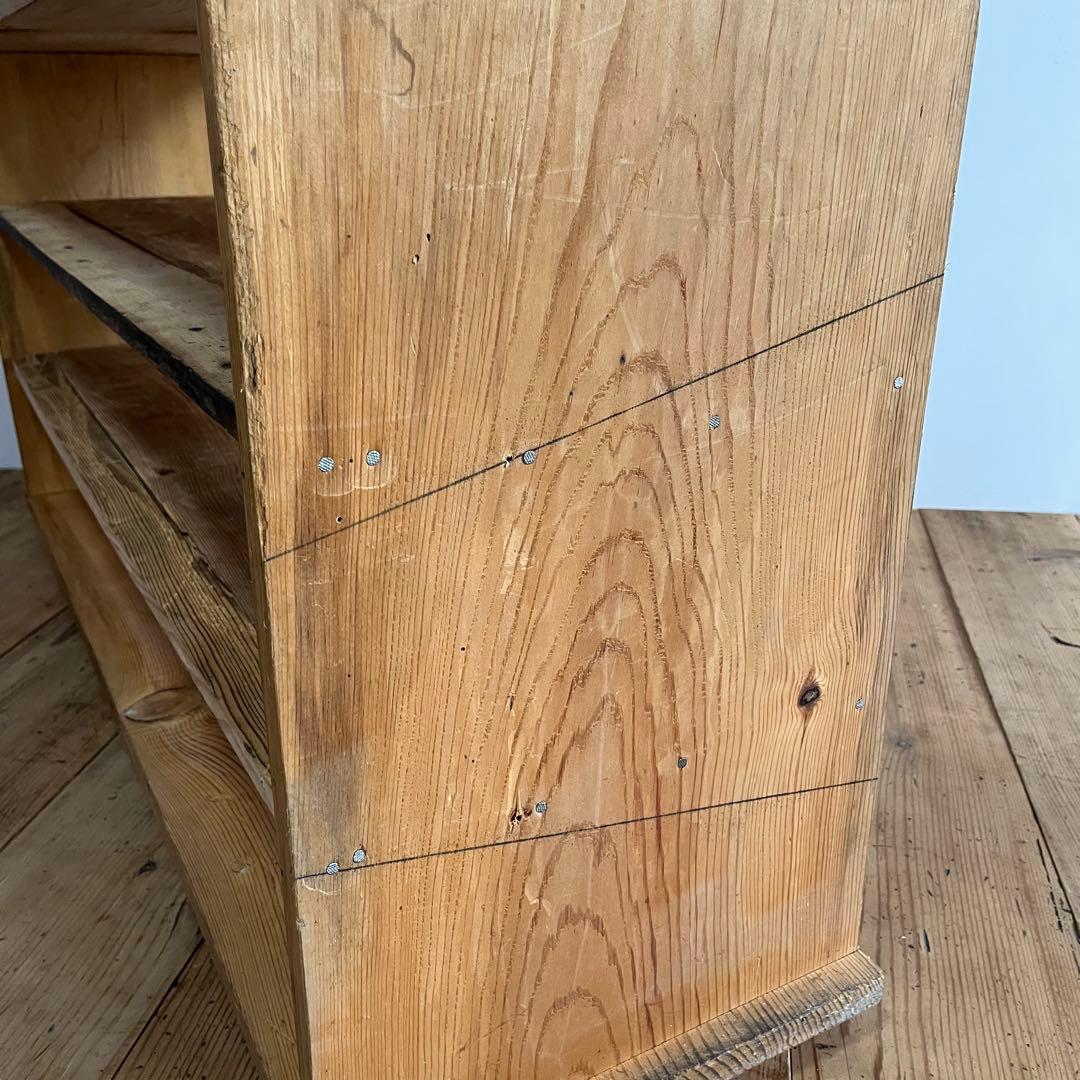 アンティーク オープンラック ローボード 本棚 食器棚 脚付き 無垢材 無塗装