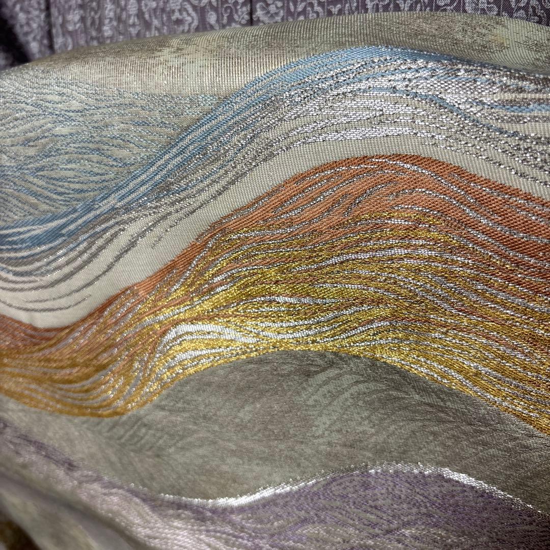 未使用近い　美品　袷　正絹　本場大島紬　フルセット　西陣綴れ織り袋帯