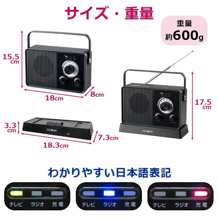 新品 未使用 ワイヤレスTVスピーカー 耳元スピーカー テレビ ホワイトブラック