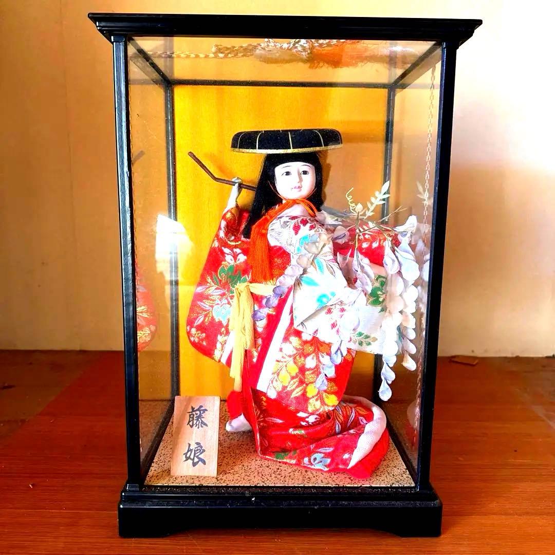 市松人形 藤娘 ガラスケース付き