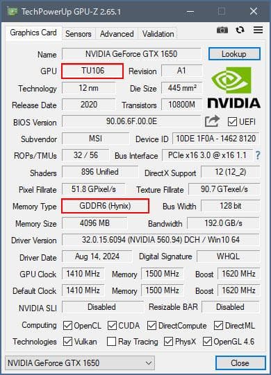 MSI AERO GTX 1650 OCV3 EDITION グラフィックボード