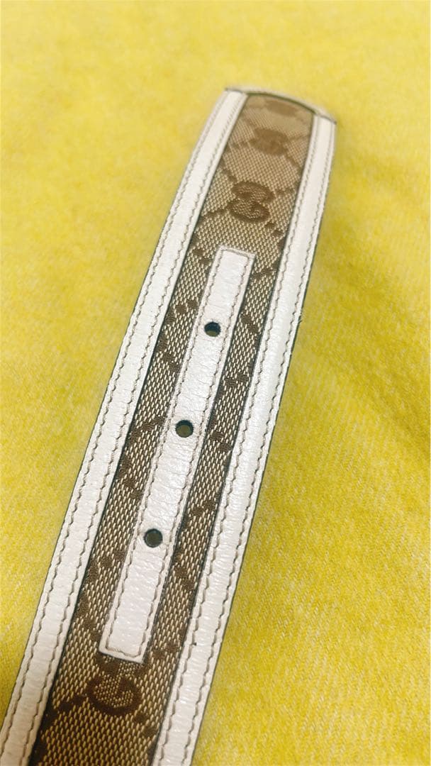 GUCCI ベルト インターロッキングG GGキャンバス ベージュ 白