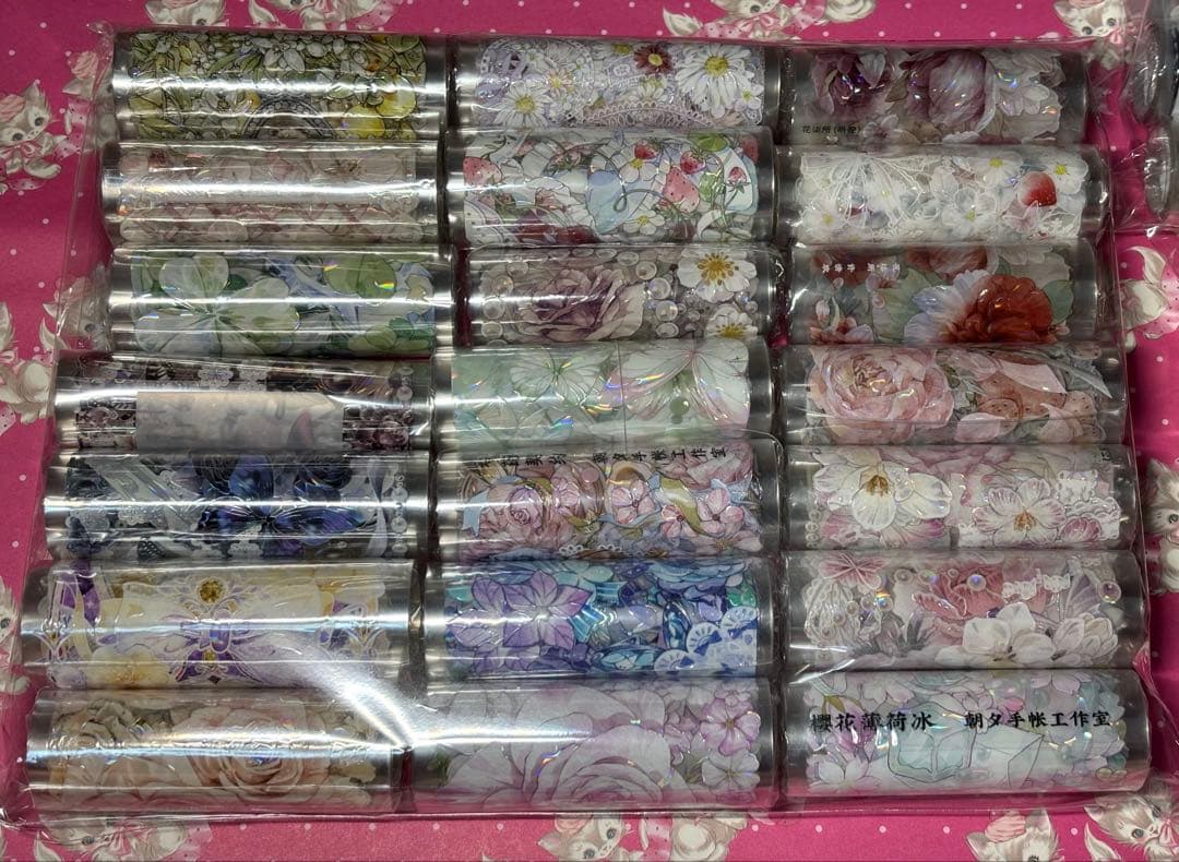 海外マステ100ループセット　花装飾人物MIX
