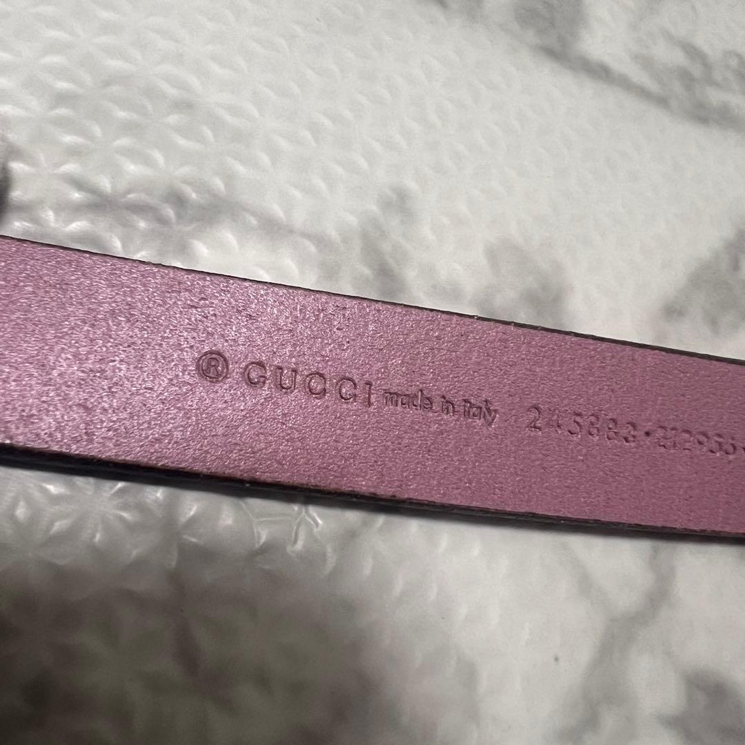 極美品✨グッチ ベルト ダブルG ハート ゴールド ピンク レザー 245883