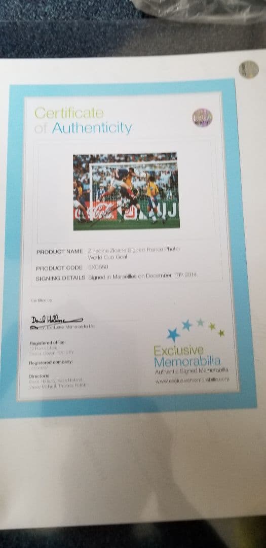 ジネディーヌ・ジダン　直筆サイン　写真　サイン　ジネディーヌ・ヤジッド・ジダン