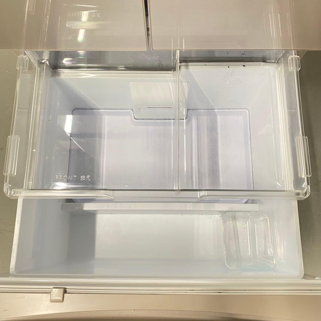 三菱チルドルーム搭載おしゃれグレージュガラスドア大型冷蔵庫　　都内発送無料