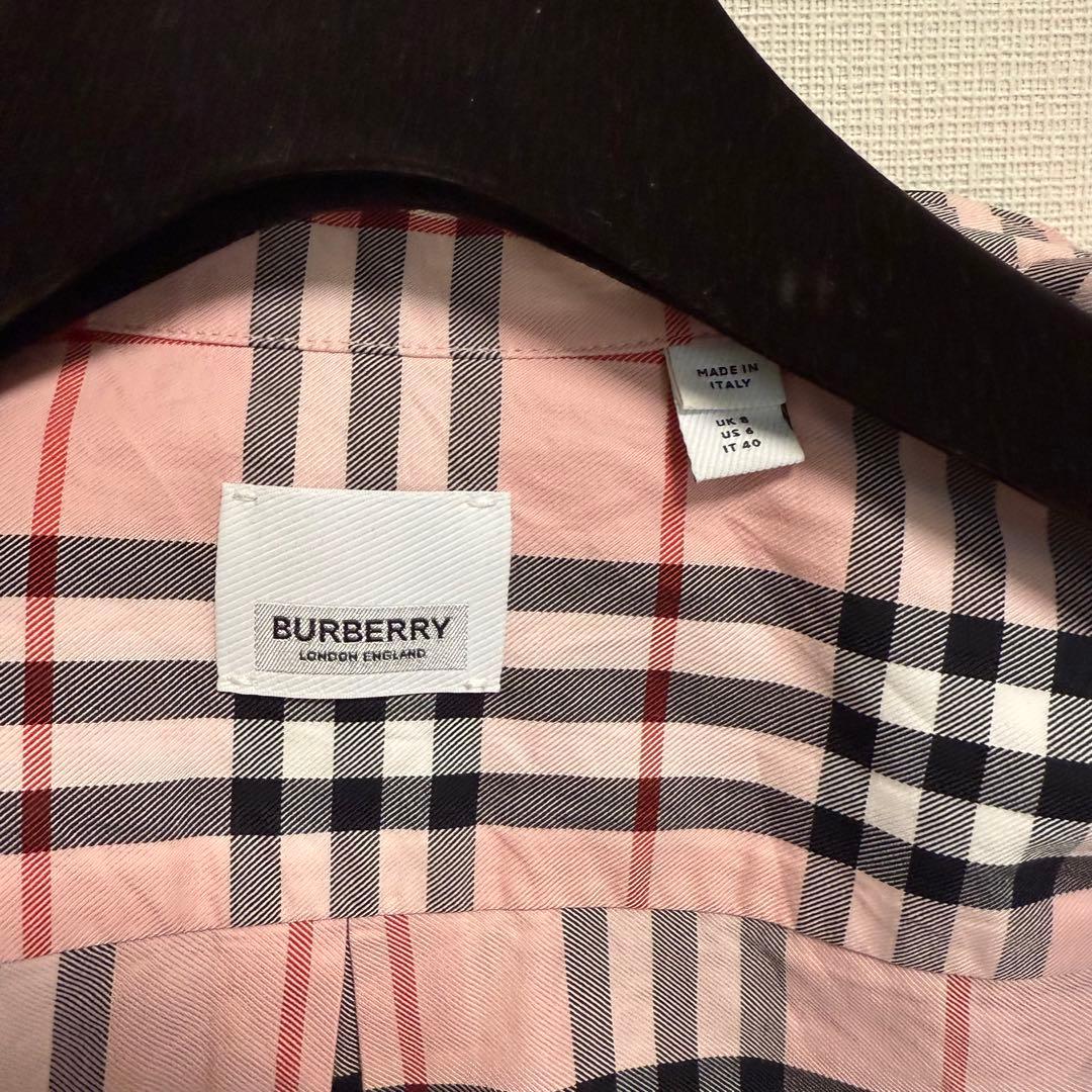 22SS 伊製 バーバリー レディース 長袖 シャツ ノバチェック柄 ピンク