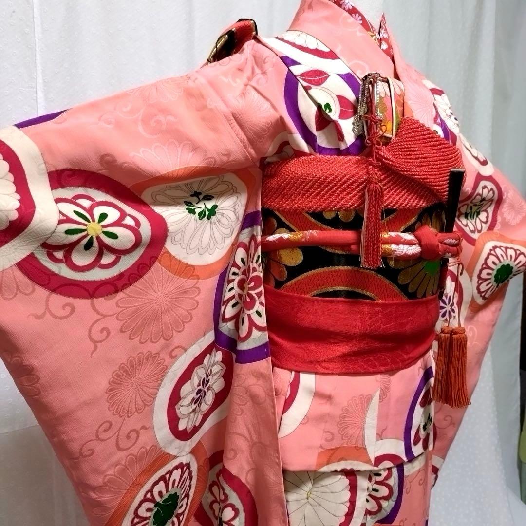 七五三　7歳　アンティーク正絹着物　正絹袋帯　長襦袢　小物セット