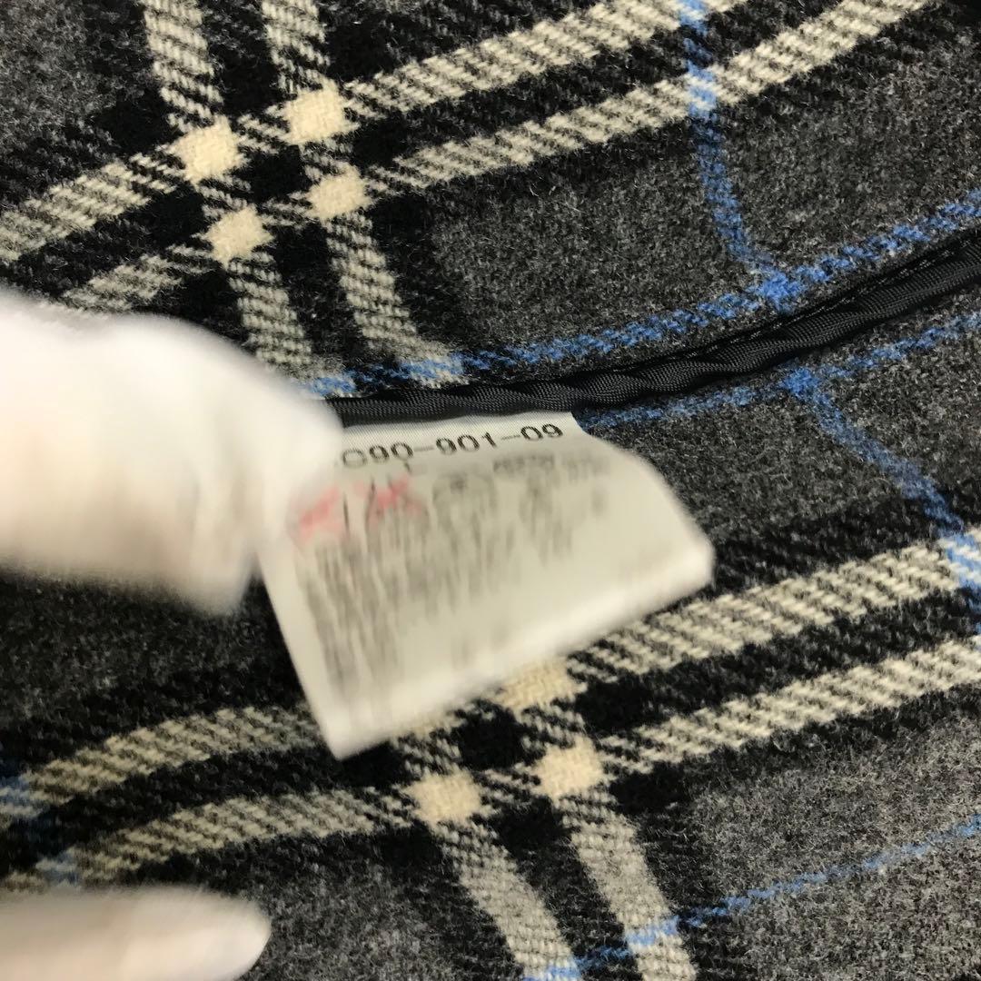 バーバリーブラックレーベル 黒 ダッフルコート ノバチェック L