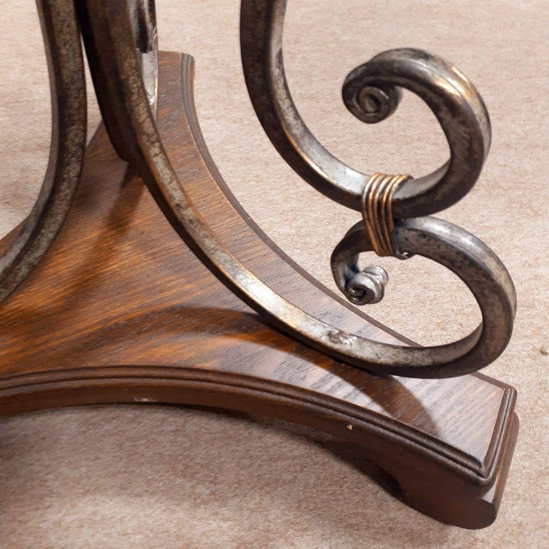 輸入家具　ロートアイアン仕様　アンティーク　サイドテーブル　シャビー加工　天然木