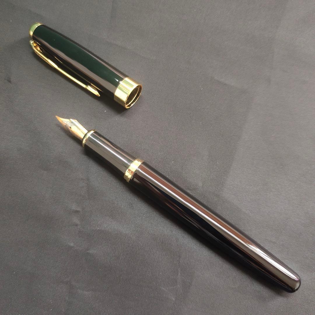 @黒い万年筆 金メッキ装飾67