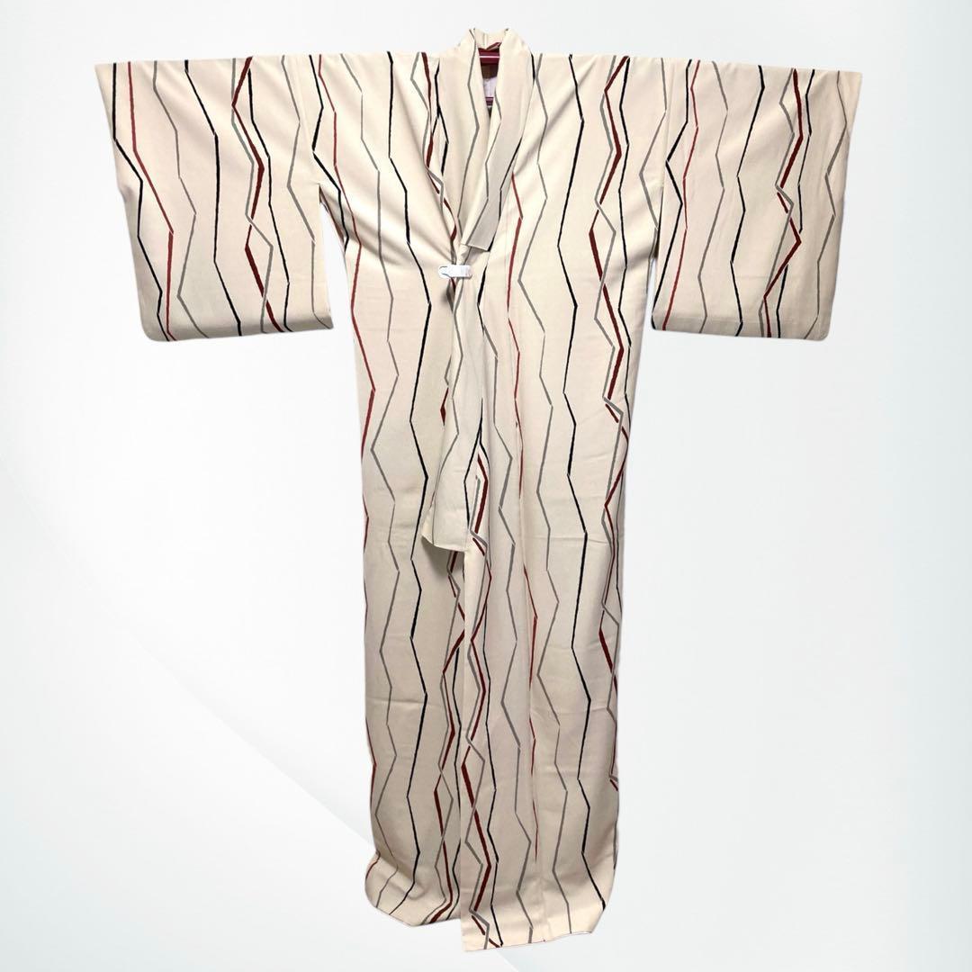 【美品✨】ヒロミチナカノ　洗える着物　小紋　惚色　縞　日本製　トールサイズ　R1