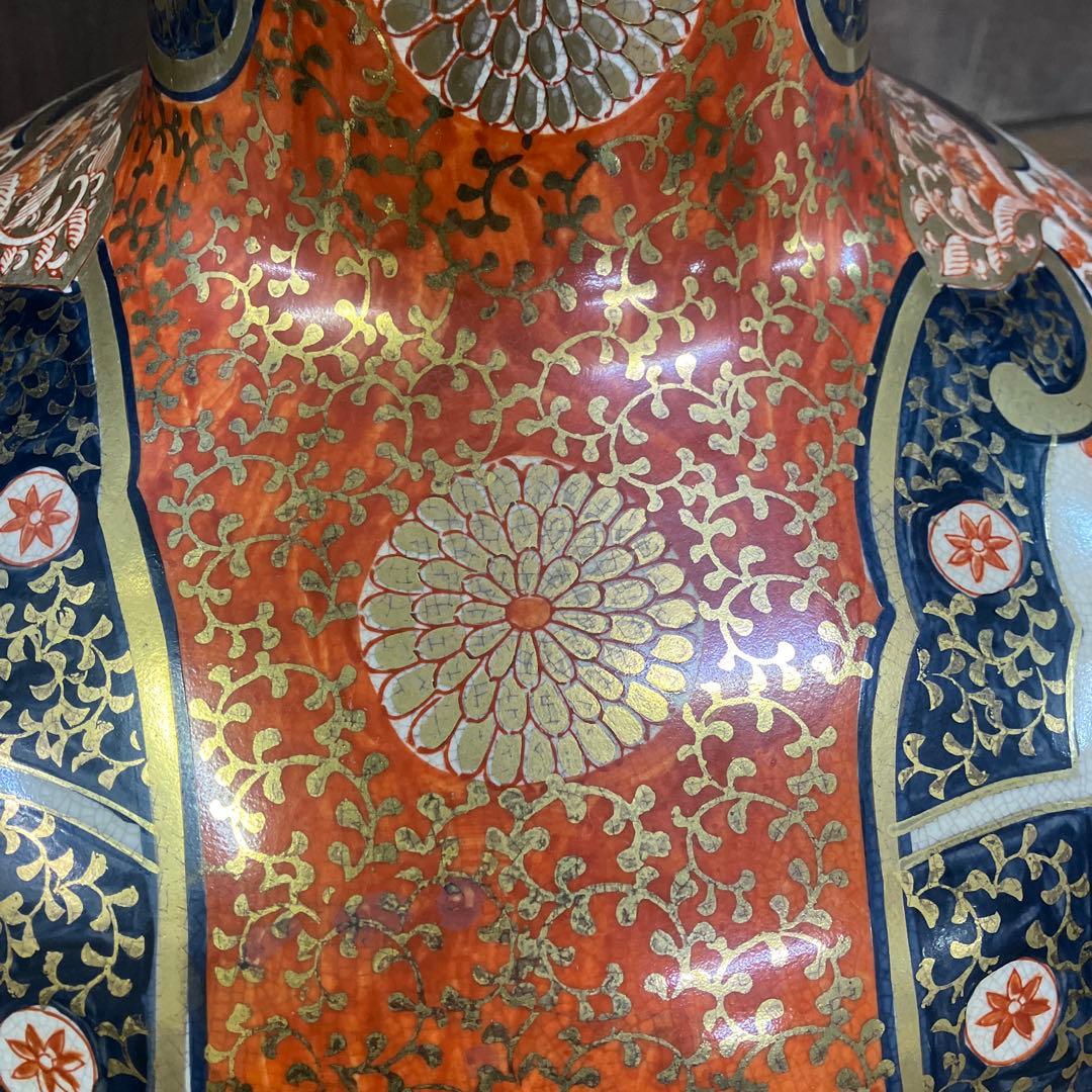 昭和レトロ 伊満里焼 伊万里焼 陶器製 大型 特大 豪華絢爛 色絵 金彩 飾り壺