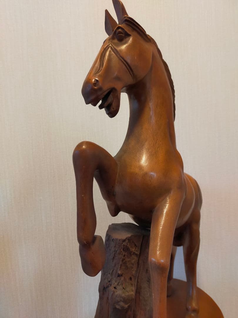 セール中! ❗馬の木彫り　大型　干支　開運縁起物　アンティーク　約55cm