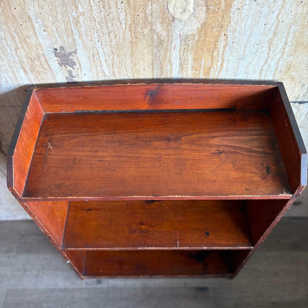 楔の本棚　3段　書棚　無垢材　オープンシェルフ　ラック　ヴィンテージ