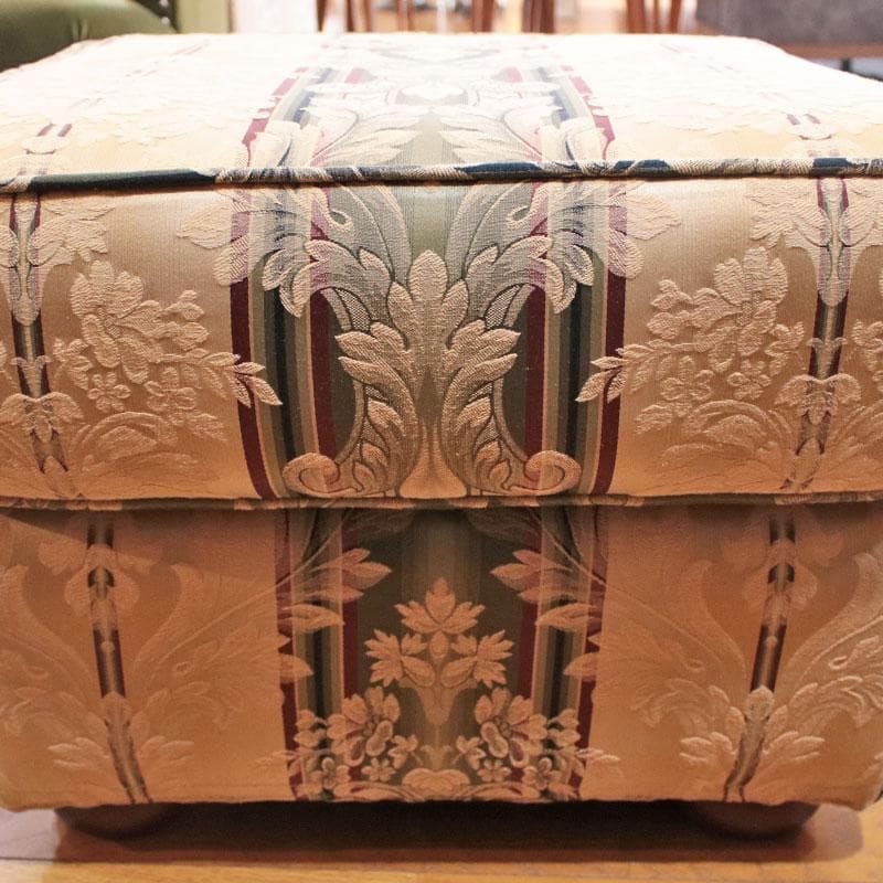クラシック 花柄×ストライプ アメリカン ファブリックオットマン 622-004