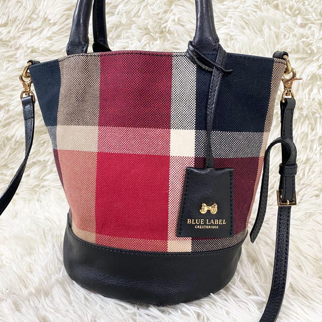 BLUE LABEL CRESTBRIDGE 巾着　ショルダーバッグ　チェック