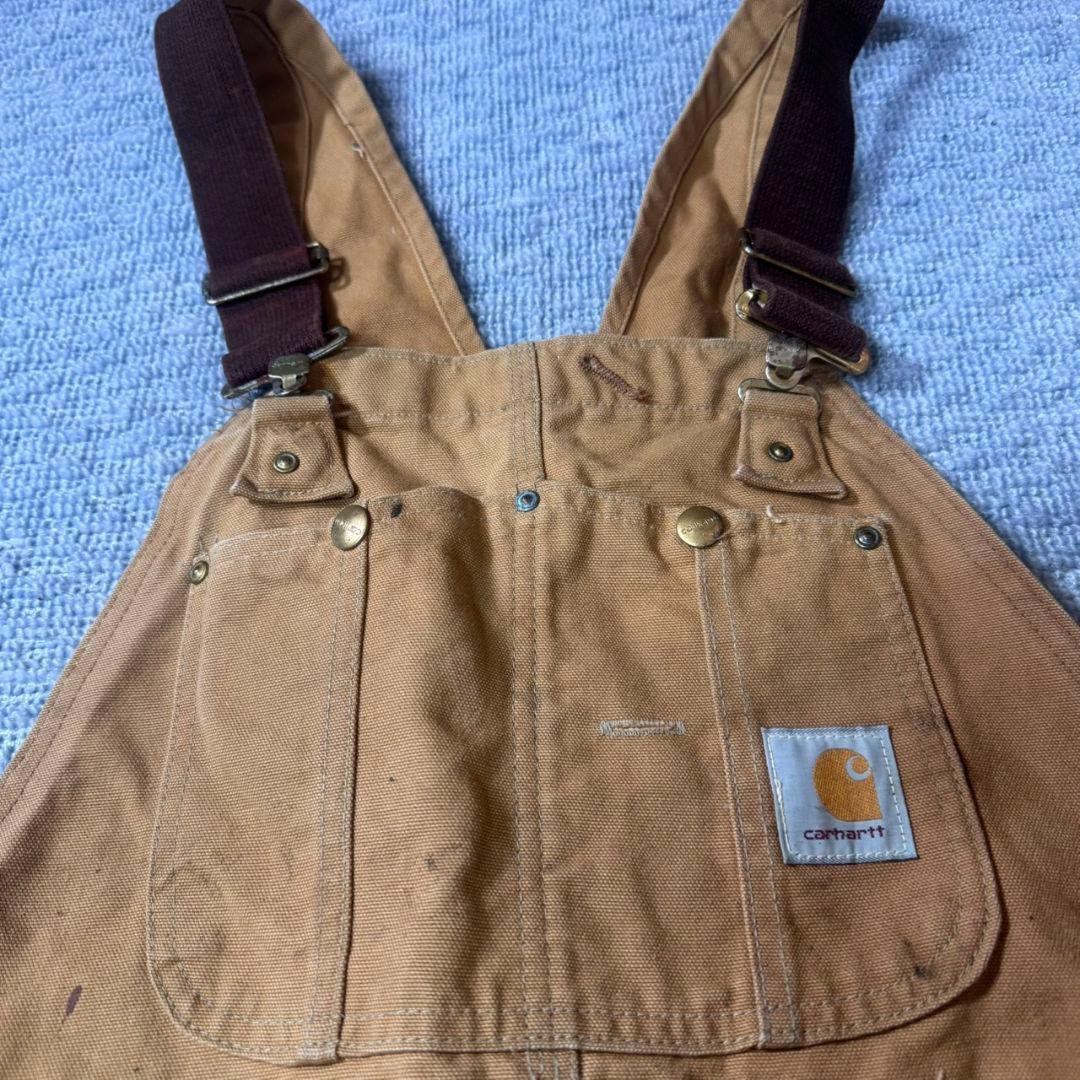 90s USA製 carhartt ダック ダブルニー オーバーオール ブラウン