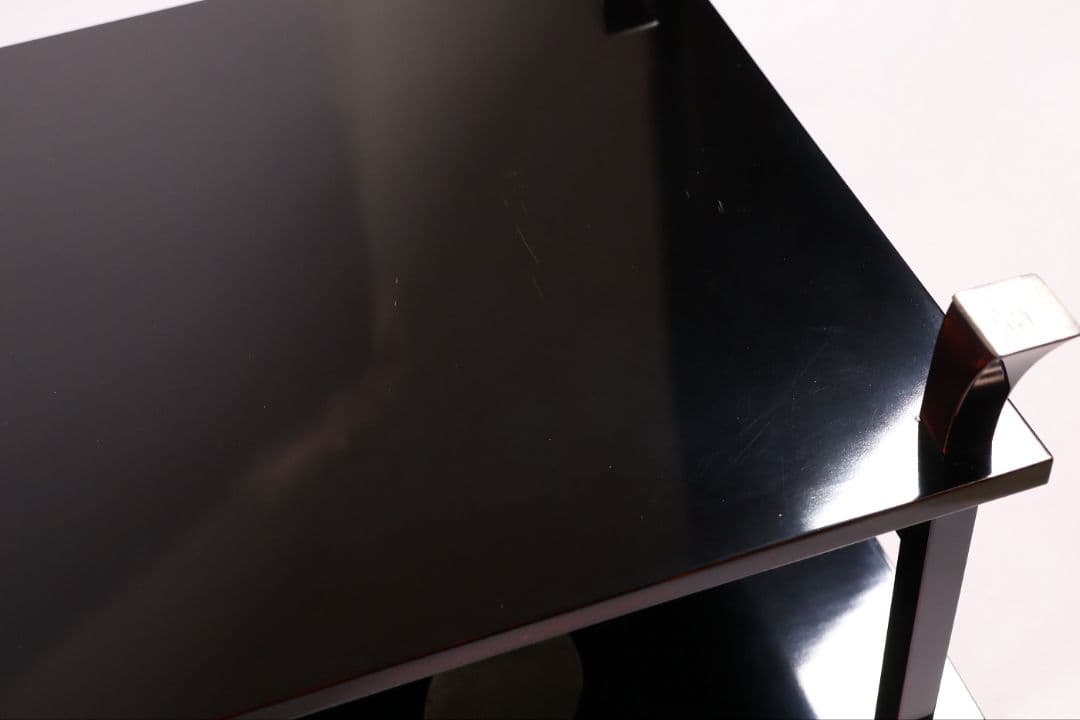 前端雅峯 二段卓 冠卓 曙塗 つぼつぼ透かし 月と草蒔絵 銀露 木製【MB53】