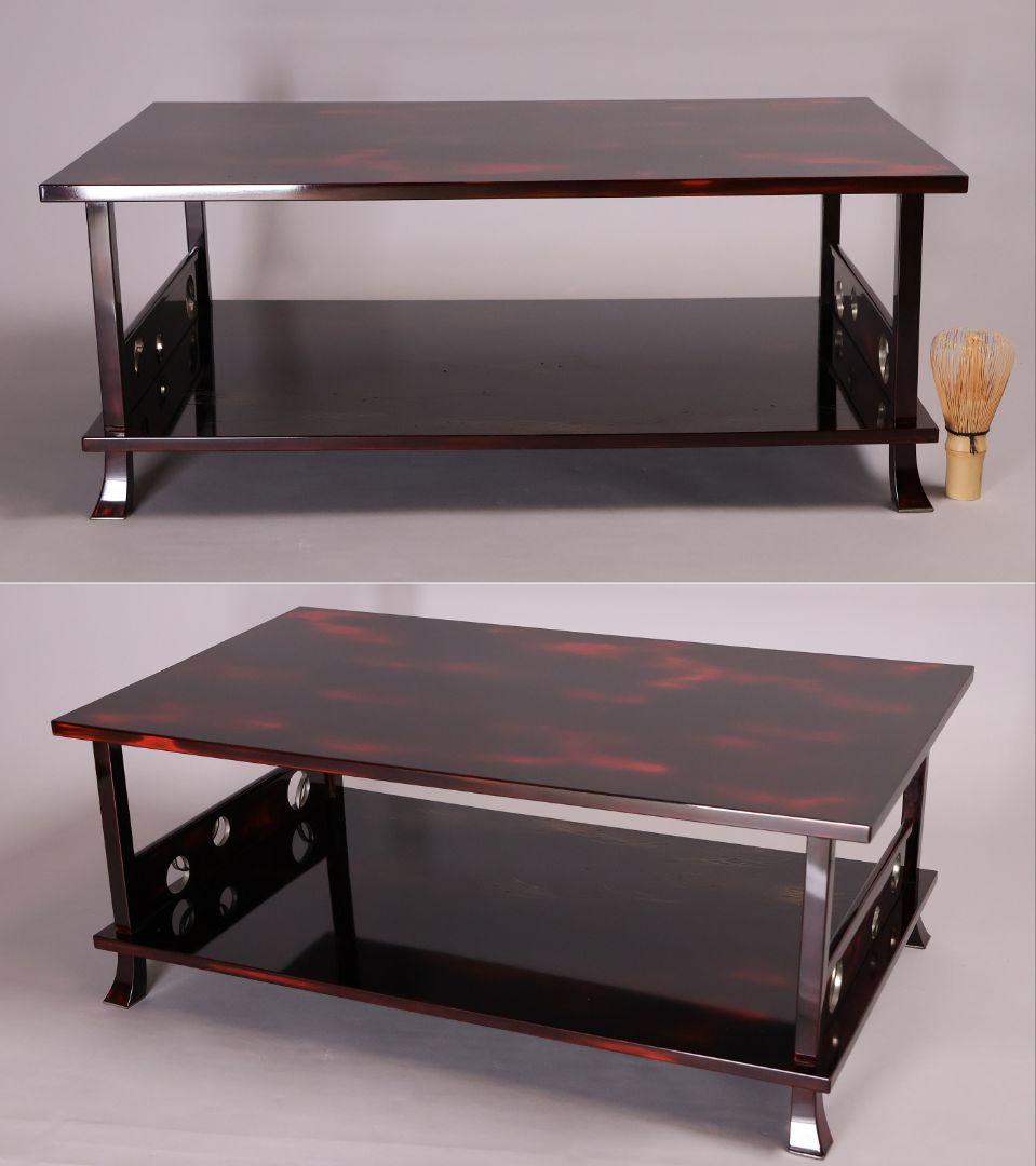 前端雅峯 二段卓 冠卓 曙塗 つぼつぼ透かし 月と草蒔絵 銀露 木製【MB53】