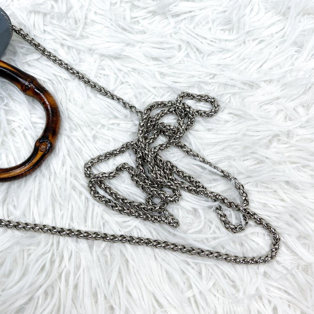 超希少 オールドグッチ バンブー ショルダーポーチ チェーンショルダー レザー