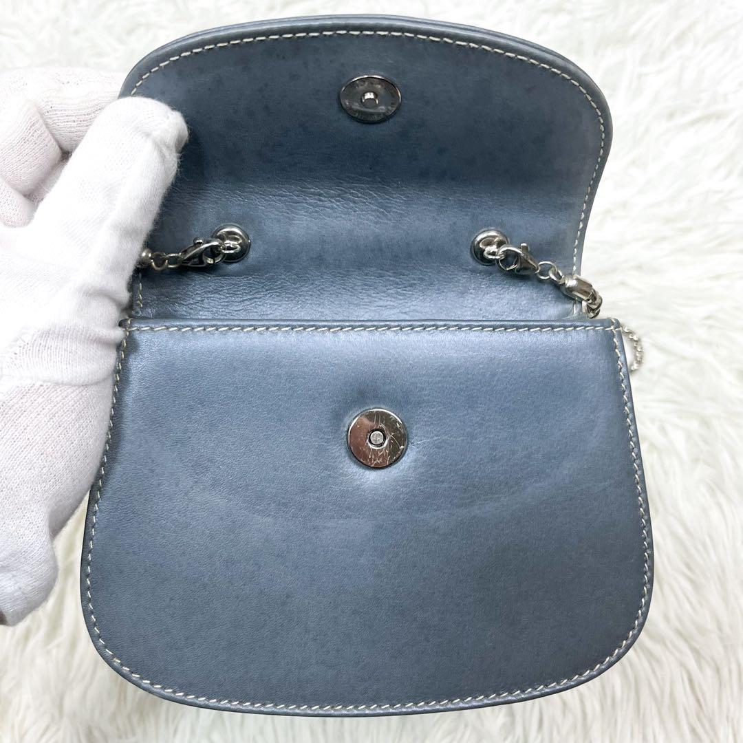 超希少 オールドグッチ バンブー ショルダーポーチ チェーンショルダー レザー