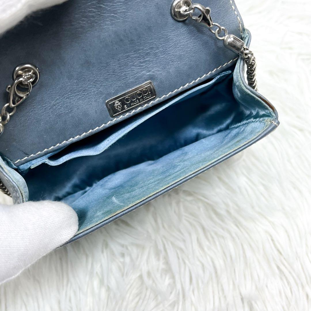 超希少 オールドグッチ バンブー ショルダーポーチ チェーンショルダー レザー